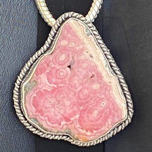 Sterling Silver and Rhodochrosite pendant/pin   NWT